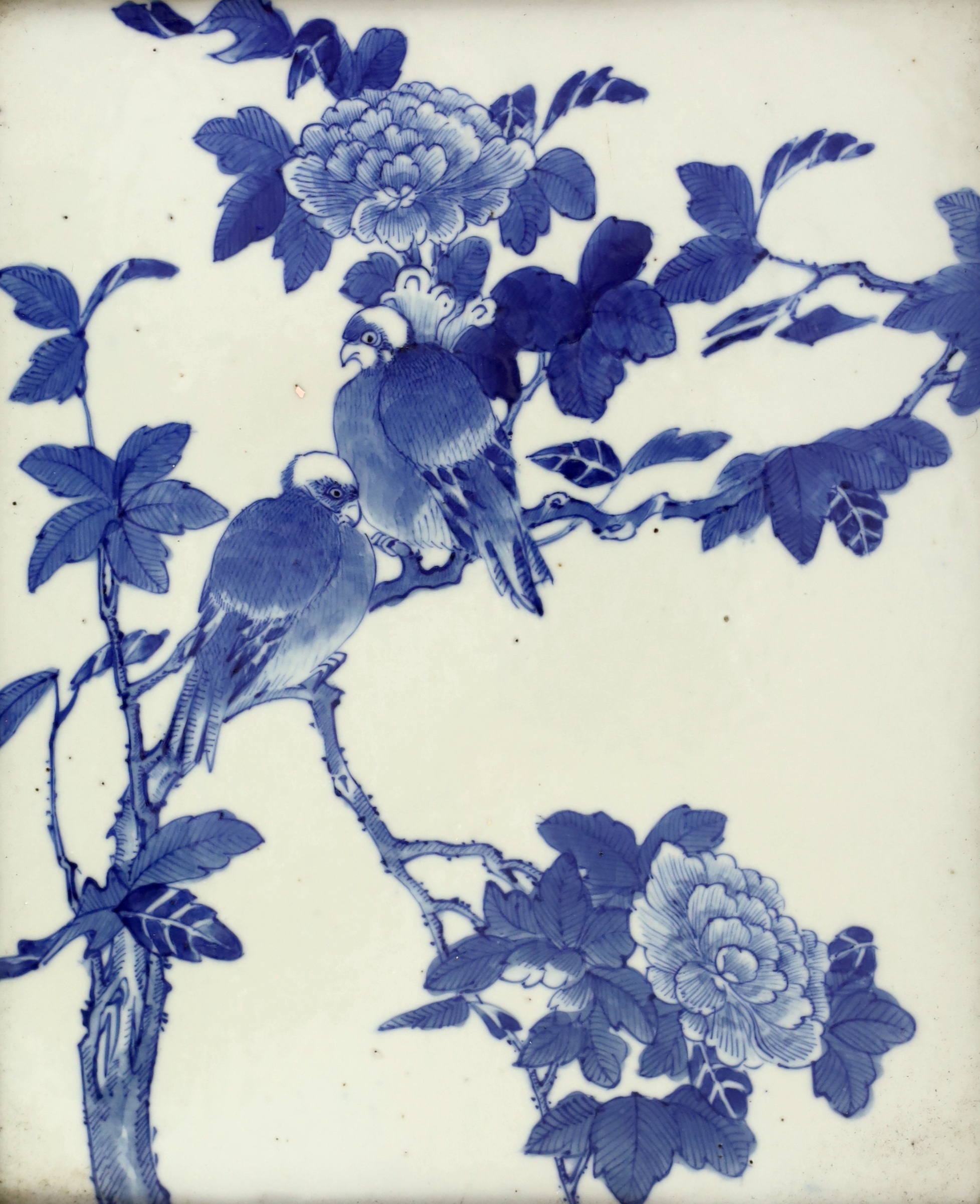 A Chinese blue and white wall plaque, late 19th century